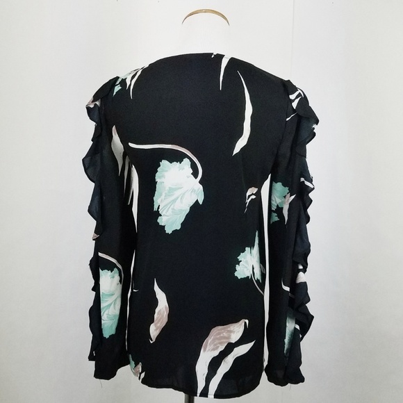 1. State Black Floral Ruffle Long Sleeve Top - Picture 4 of 6